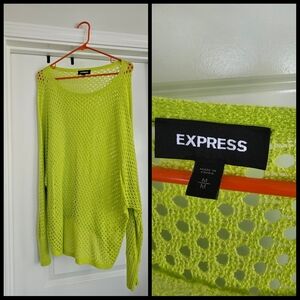 Express Green Crew Neck Sweater Lightweight Knit